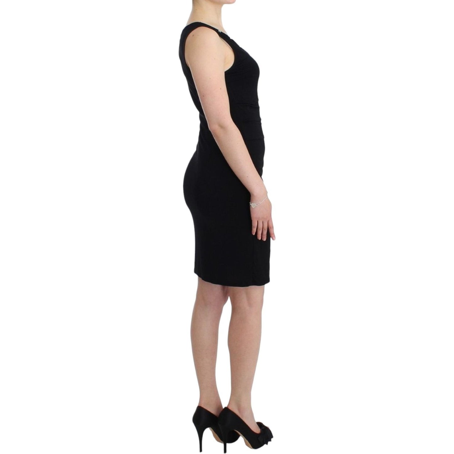 Roccobarocco Elegant Black Sheath Knee-Length Dress Roccobarocco