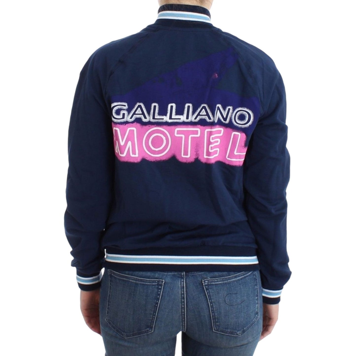 John Galliano Chic Blue Zip Cardigan with Logo Detail John Galliano