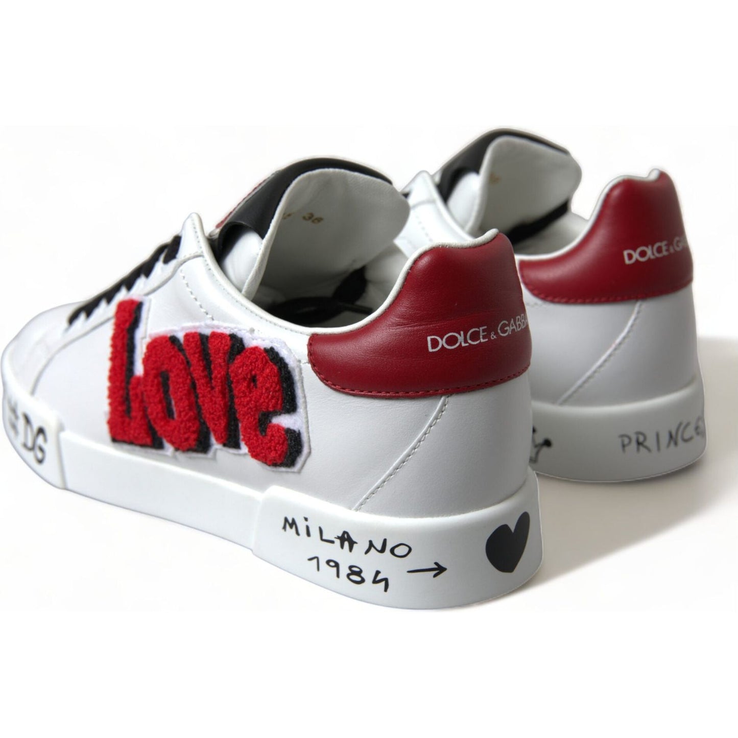 Dolce & Gabbana Chic White Portofino Leather Sneakers Dolce & Gabbana