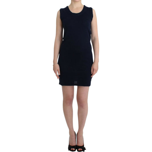 John Galliano Elegant Knee-Length Blue Cotton Dress John Galliano