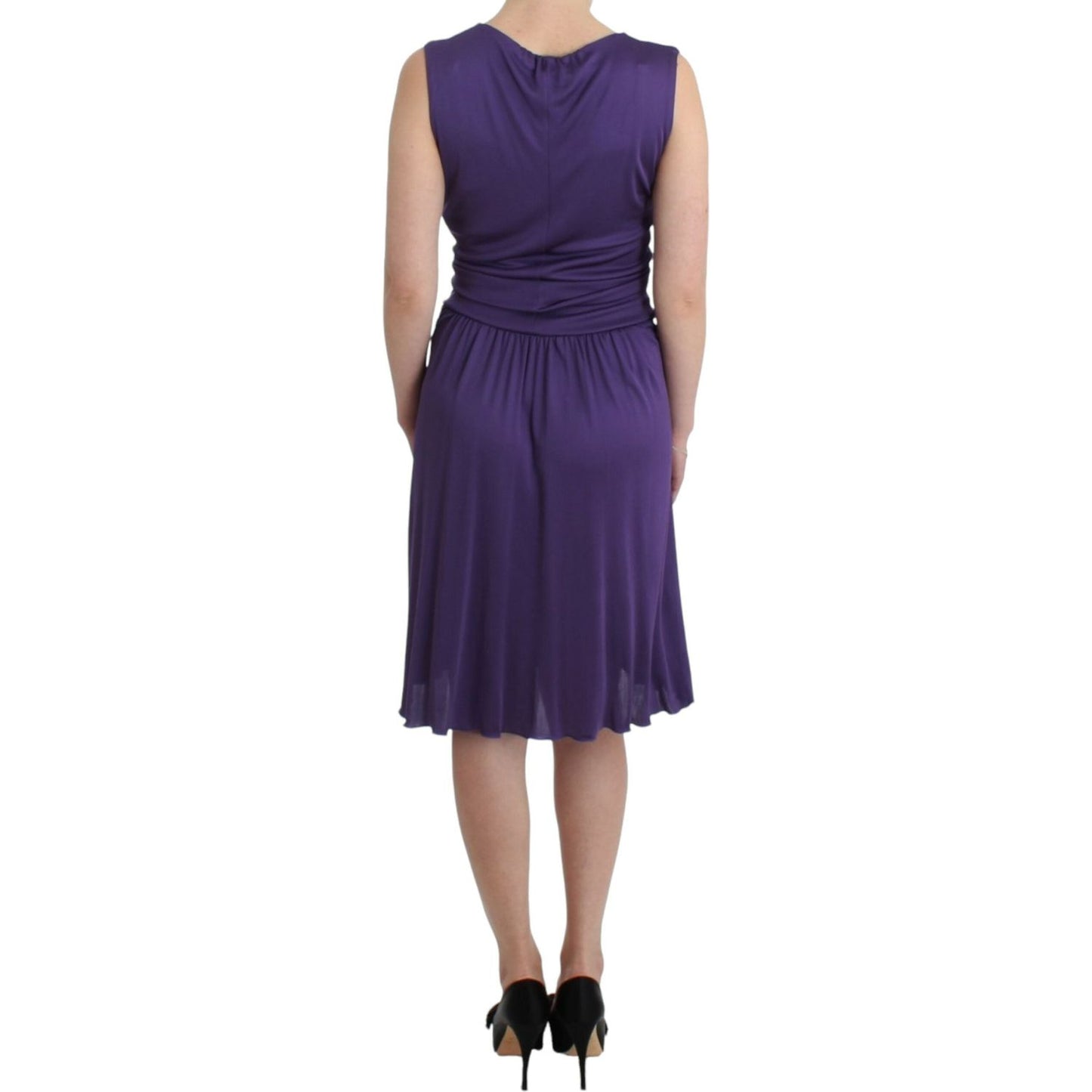 John Galliano Elegant Purple Knee-Length Jersey Dress John Galliano