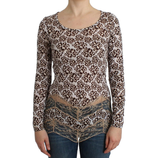 Cavalli Elegant Floral Lace Longsleeve Top Cavalli