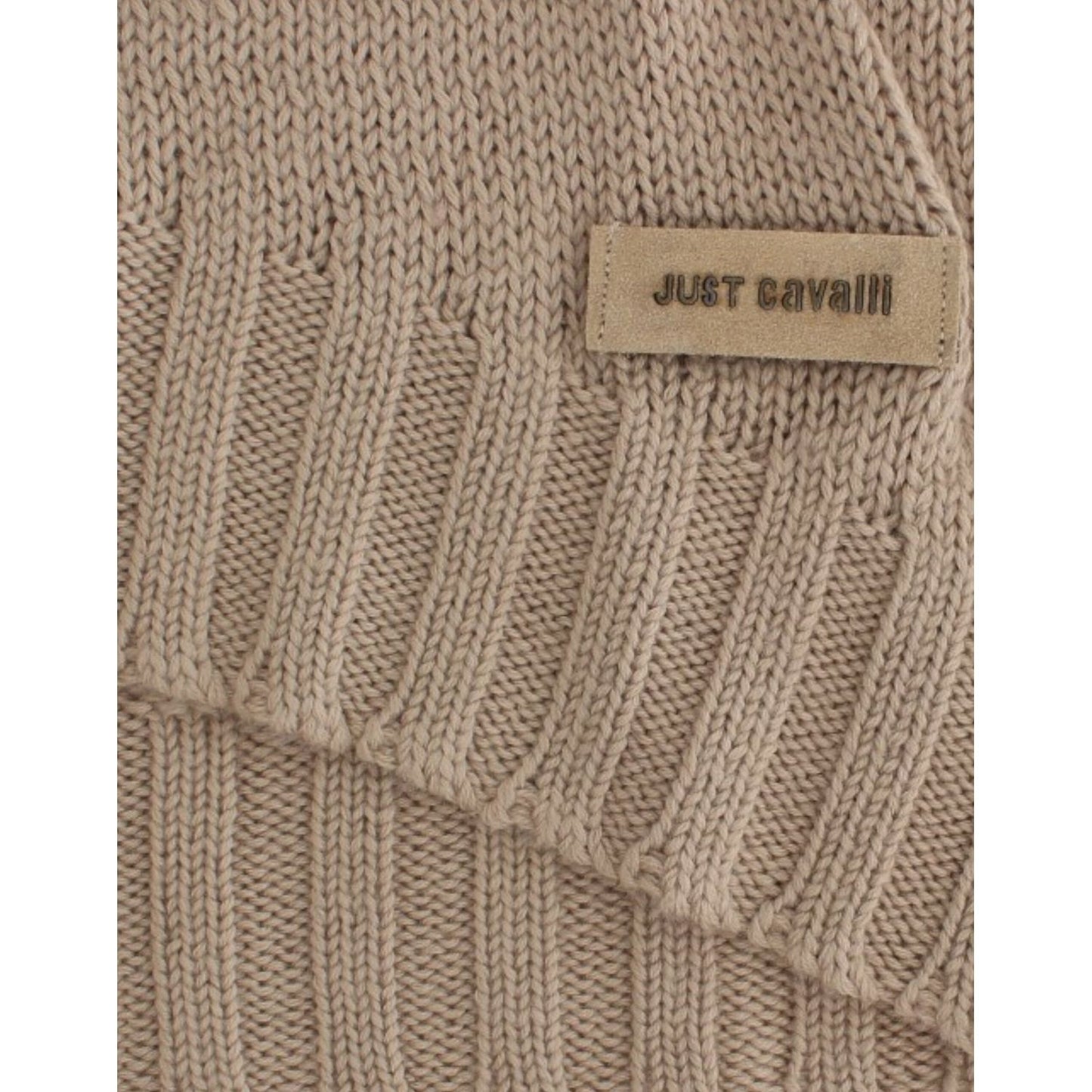 Cavalli Elegant Beige Knitted Crew Neck Sweater Cavalli