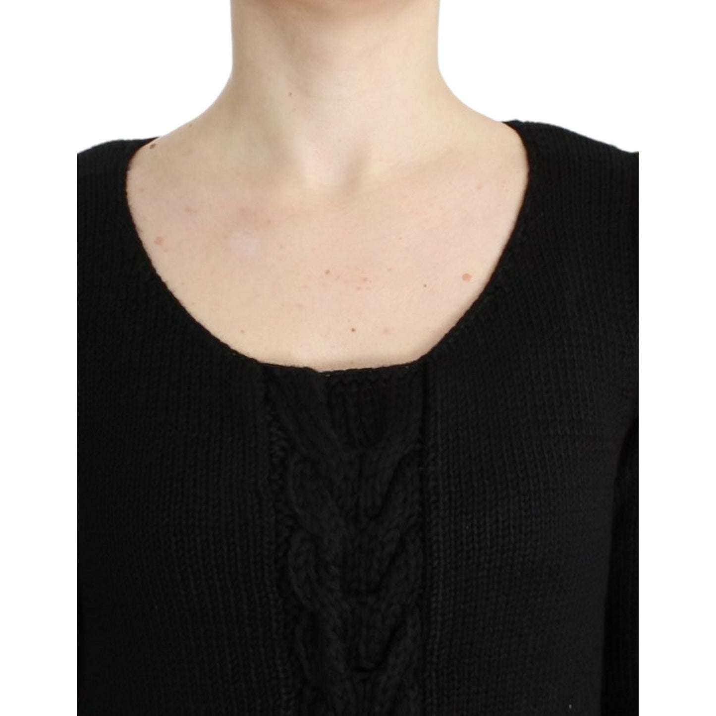 Cavalli Alluring Black Knitted Crew Neck Sweater Cavalli