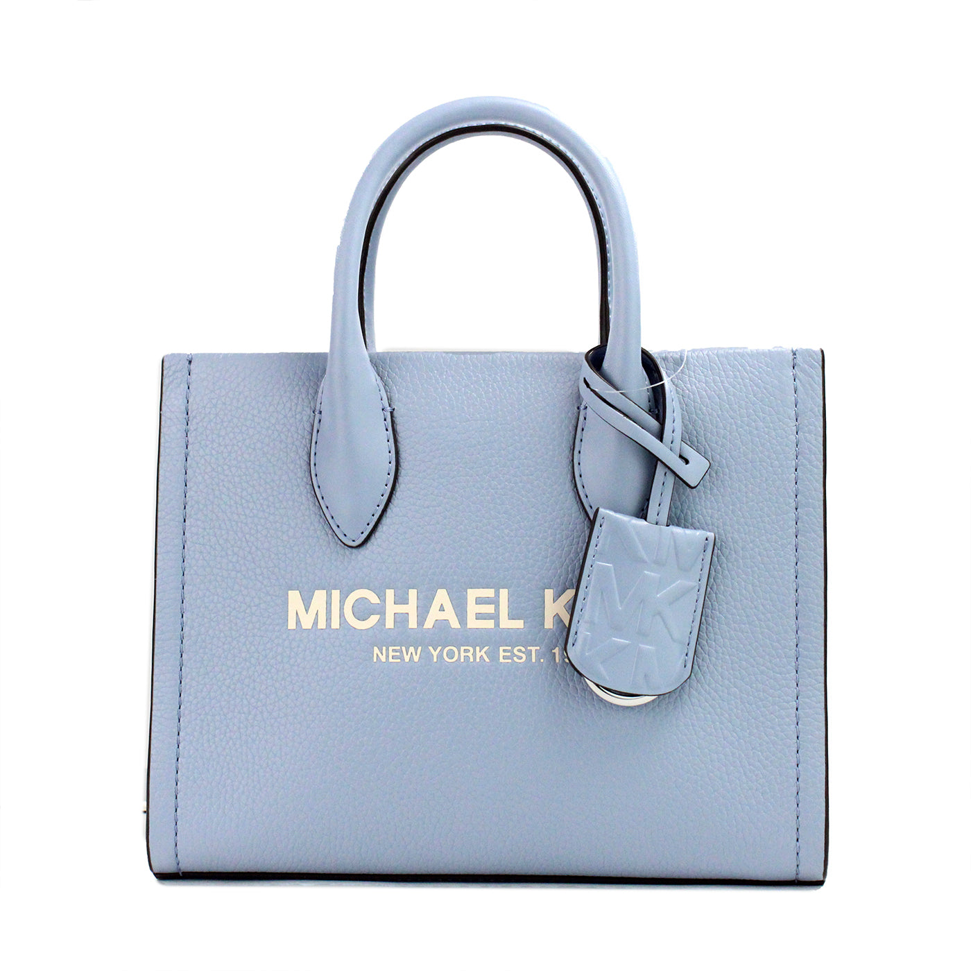 Michael Kors Mirella Small Pale Blue Leather Top Zip Shopper Tote Crossbody Bag Michael Kors