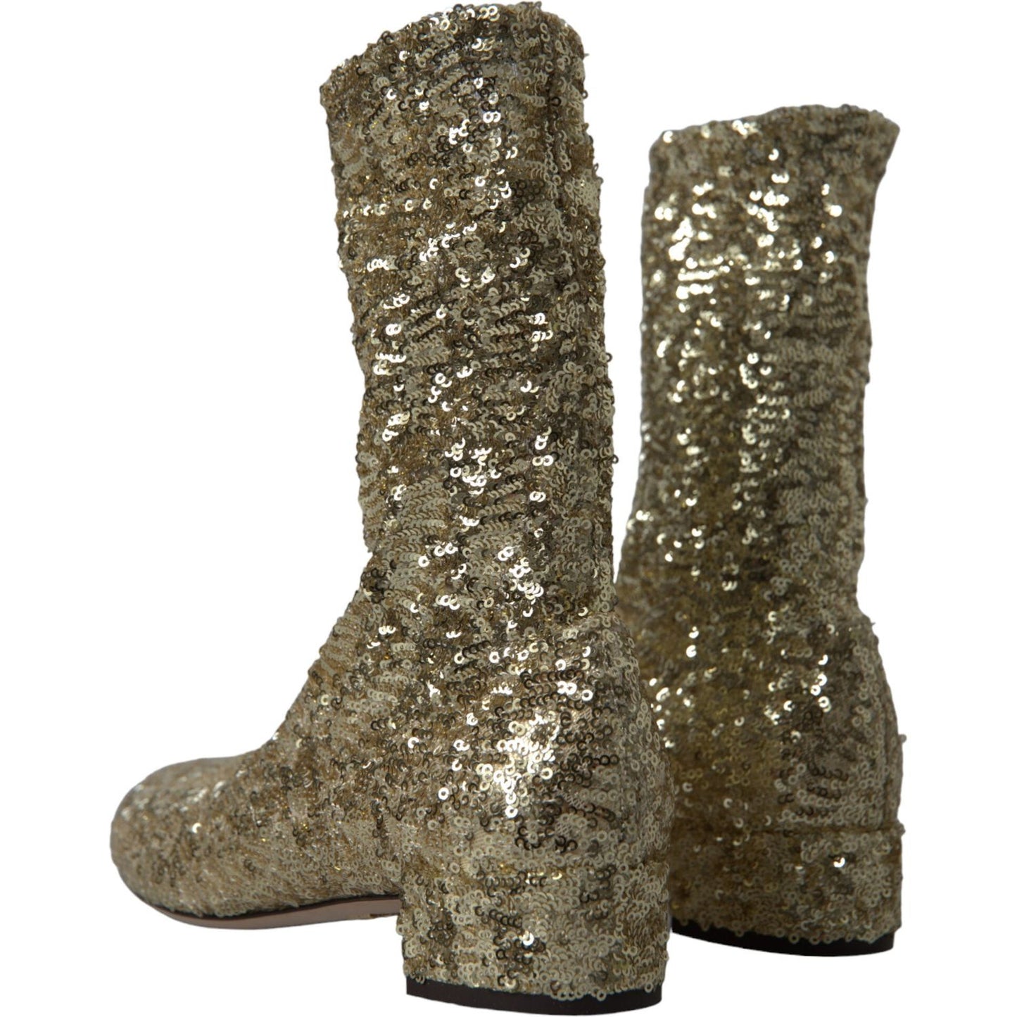 Dolce & Gabbana Elegant Mid Calf Gold Boots Exclusive Design Dolce & Gabbana