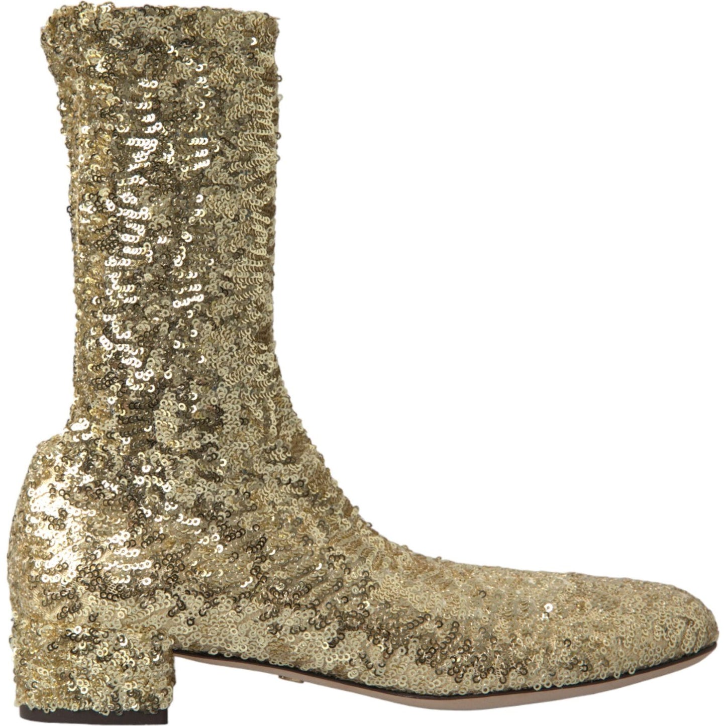 Dolce & Gabbana Elegant Mid Calf Gold Boots Exclusive Design Dolce & Gabbana