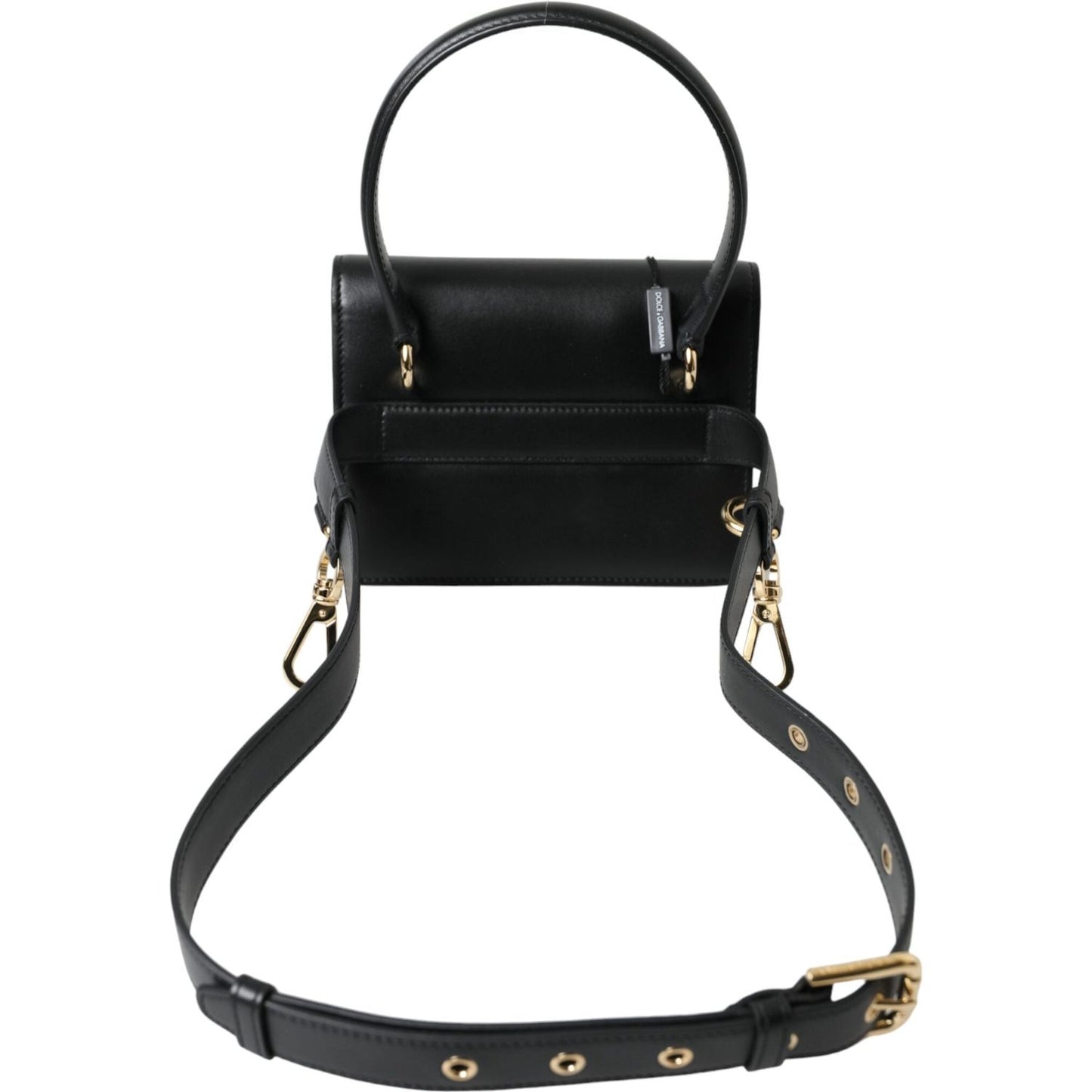 Dolce & Gabbana Elegant Black Leather Belt Bag with Gold Accents Dolce & Gabbana