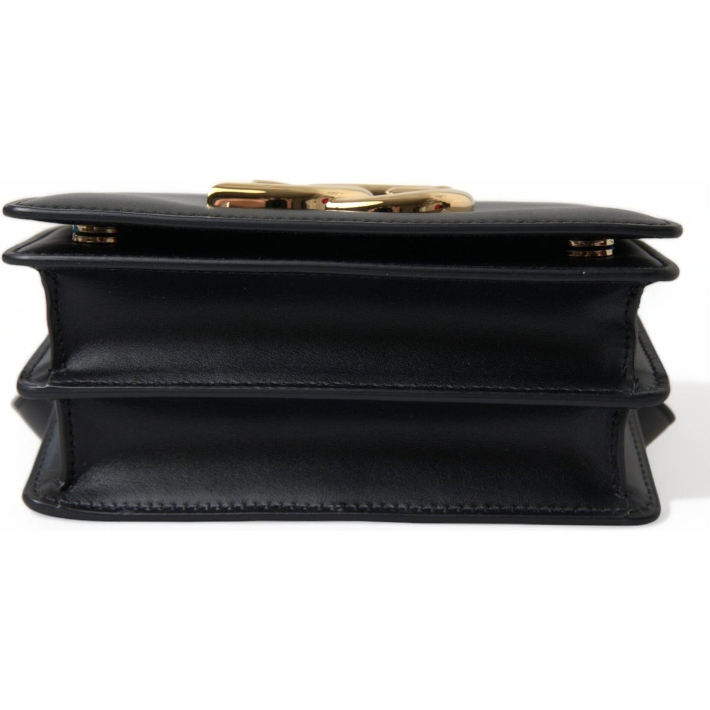 Dolce & Gabbana Elegant Black Leather Belt Bag with Gold Accents Dolce & Gabbana