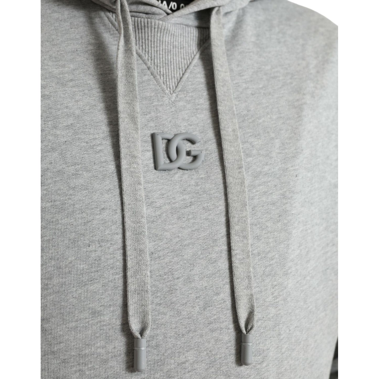 Dolce & Gabbana Chic Gray Logo Hooded Cotton Sweater Dolce & Gabbana