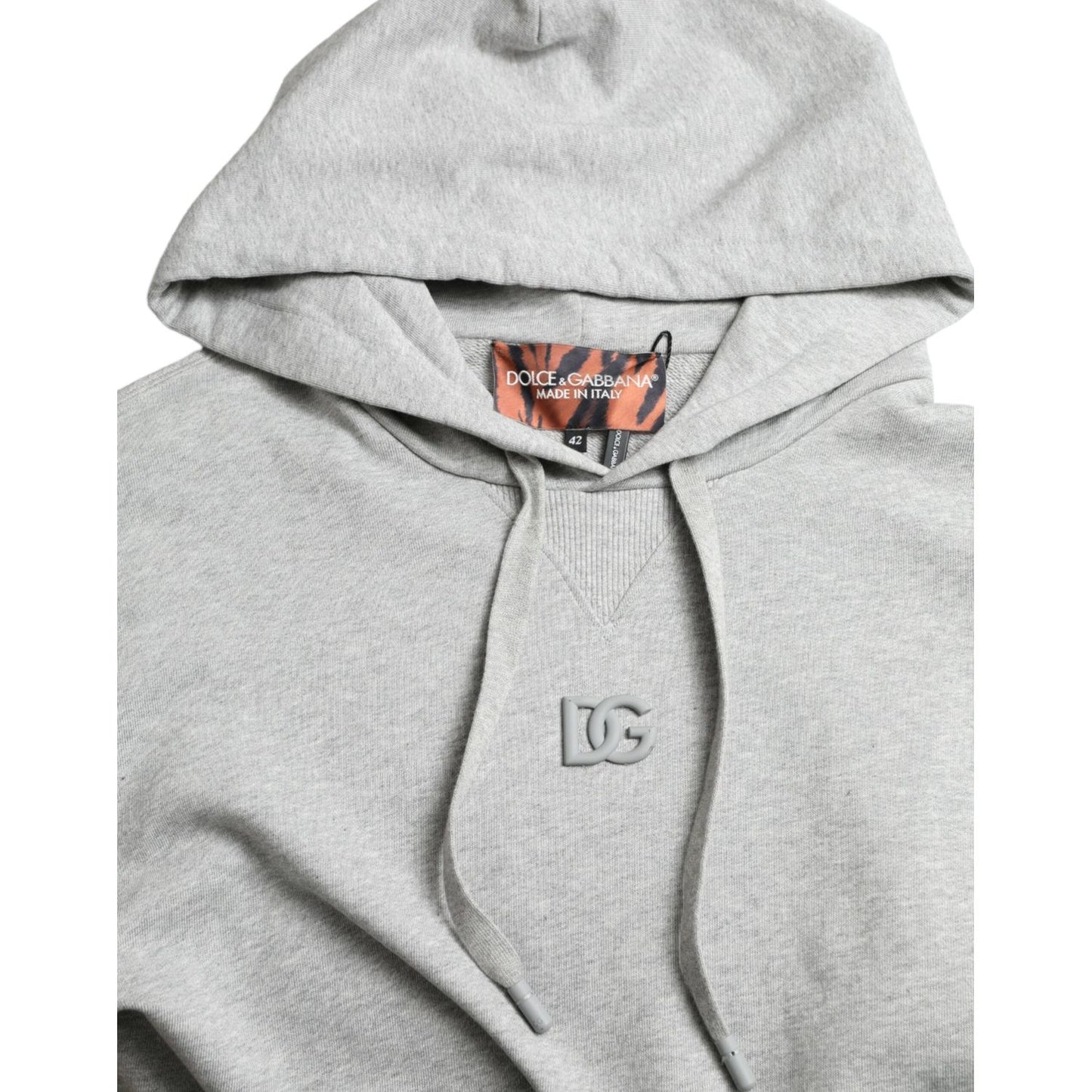 Dolce & Gabbana Chic Gray Logo Hooded Cotton Sweater Dolce & Gabbana