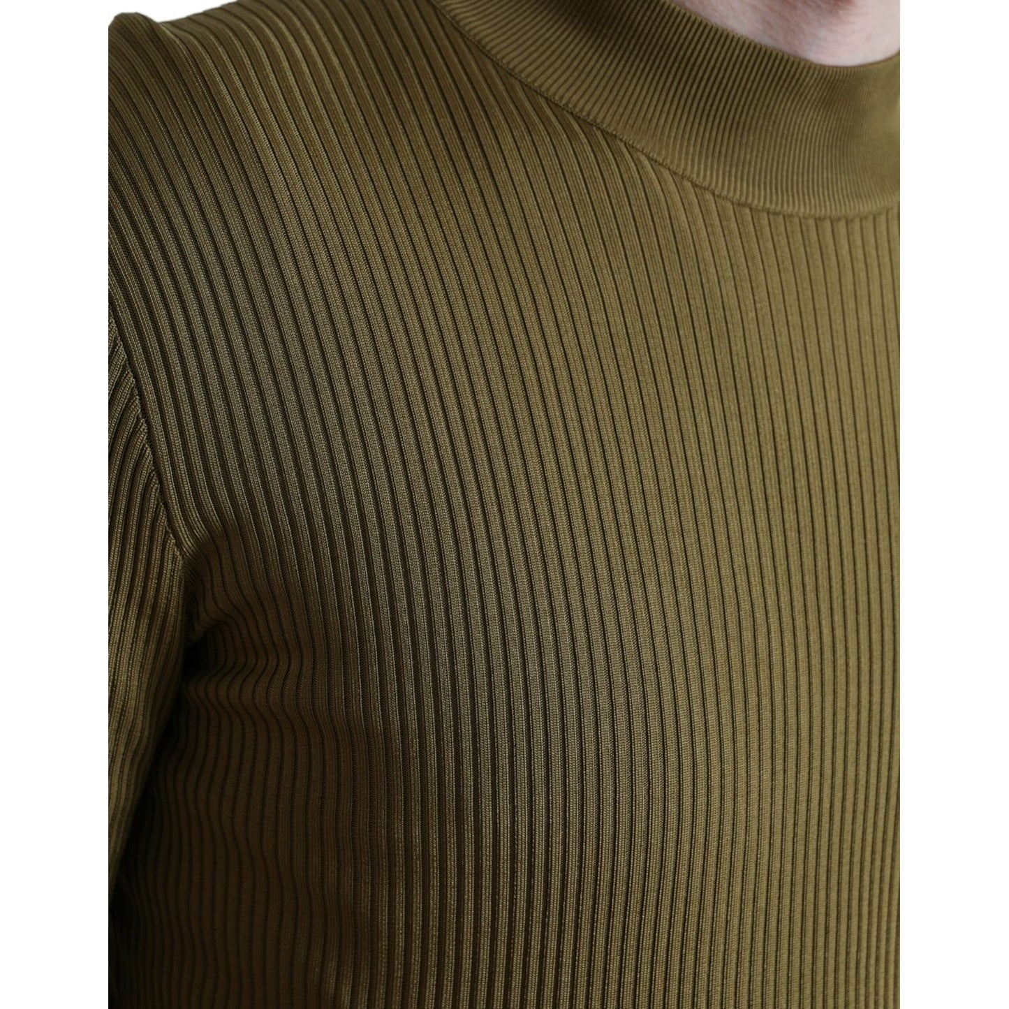 Dolce & Gabbana Army Green Viscose Crew Neck Sweater Dolce & Gabbana