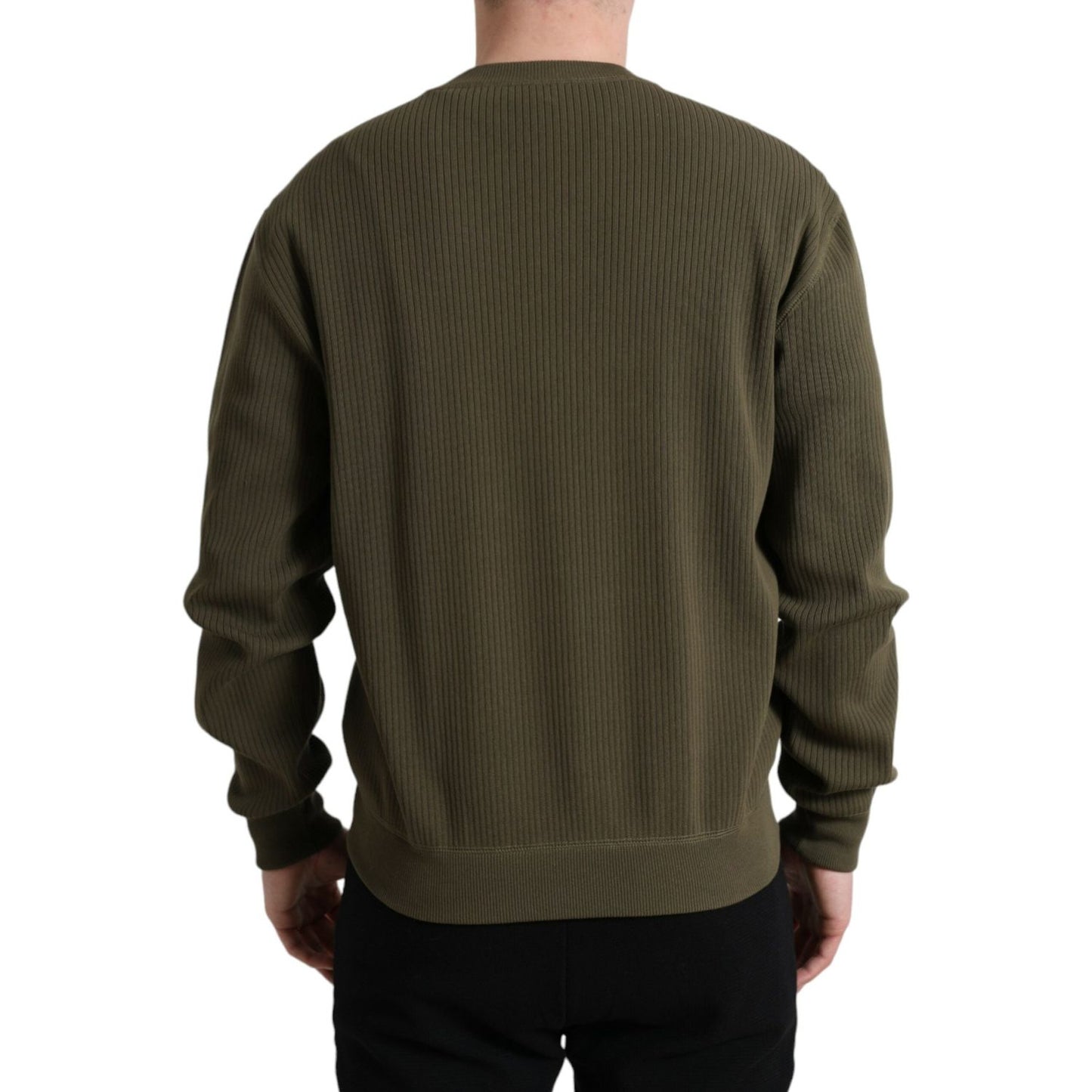 Dolce & Gabbana Elegant Green Crew Neck Cotton Sweater Dolce & Gabbana