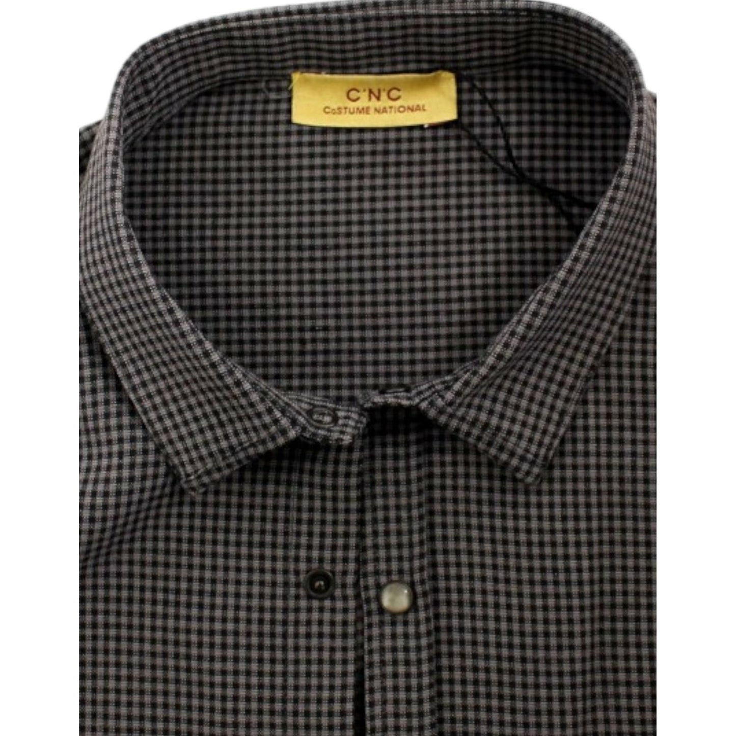 Costume National Chic Gray Checked Casual Linen Blend Shirt Costume National