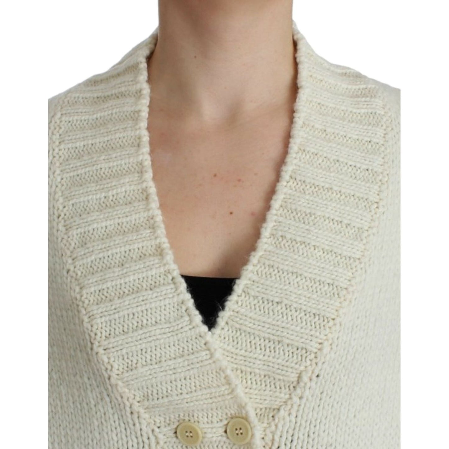 Costume National Elegant White Knitted Cape-Cardigan Hybrid Costume National