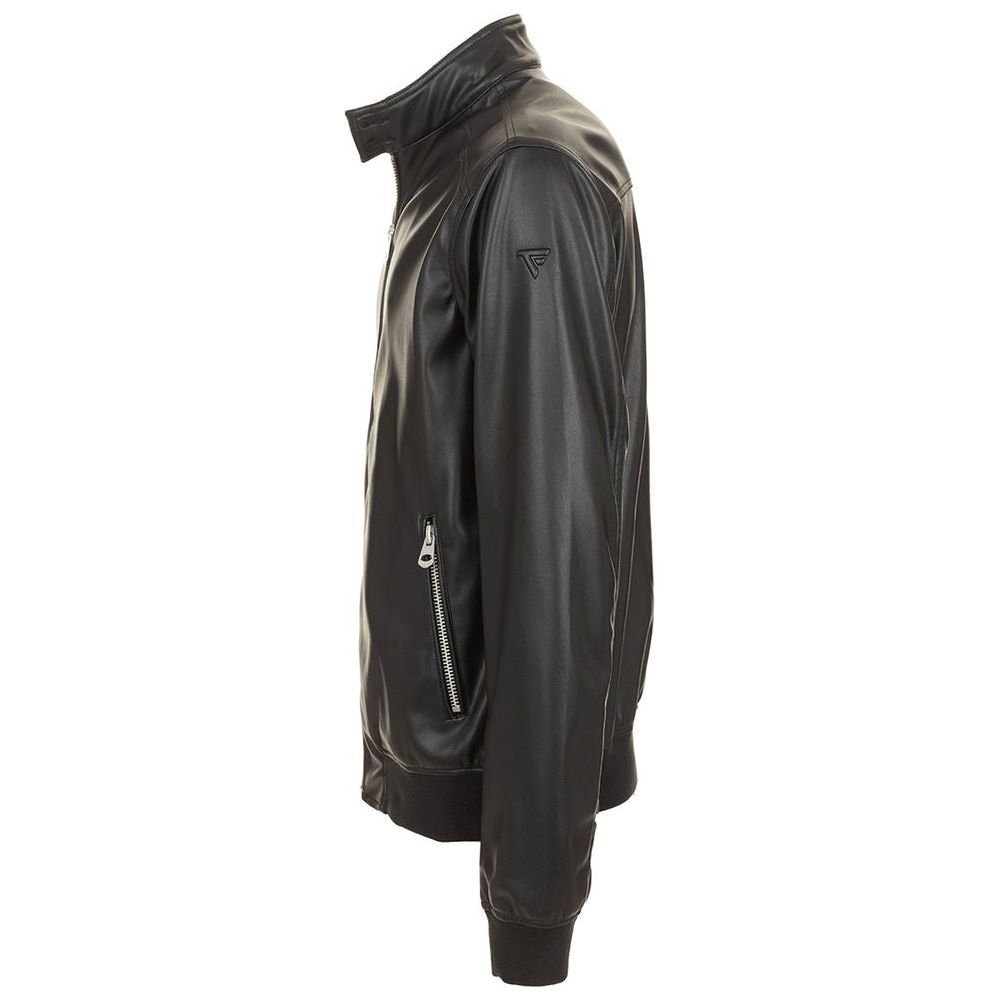 Fred Mello Eco-Leather Zip-Up Jacket with Buttoned Collar Fred Mello