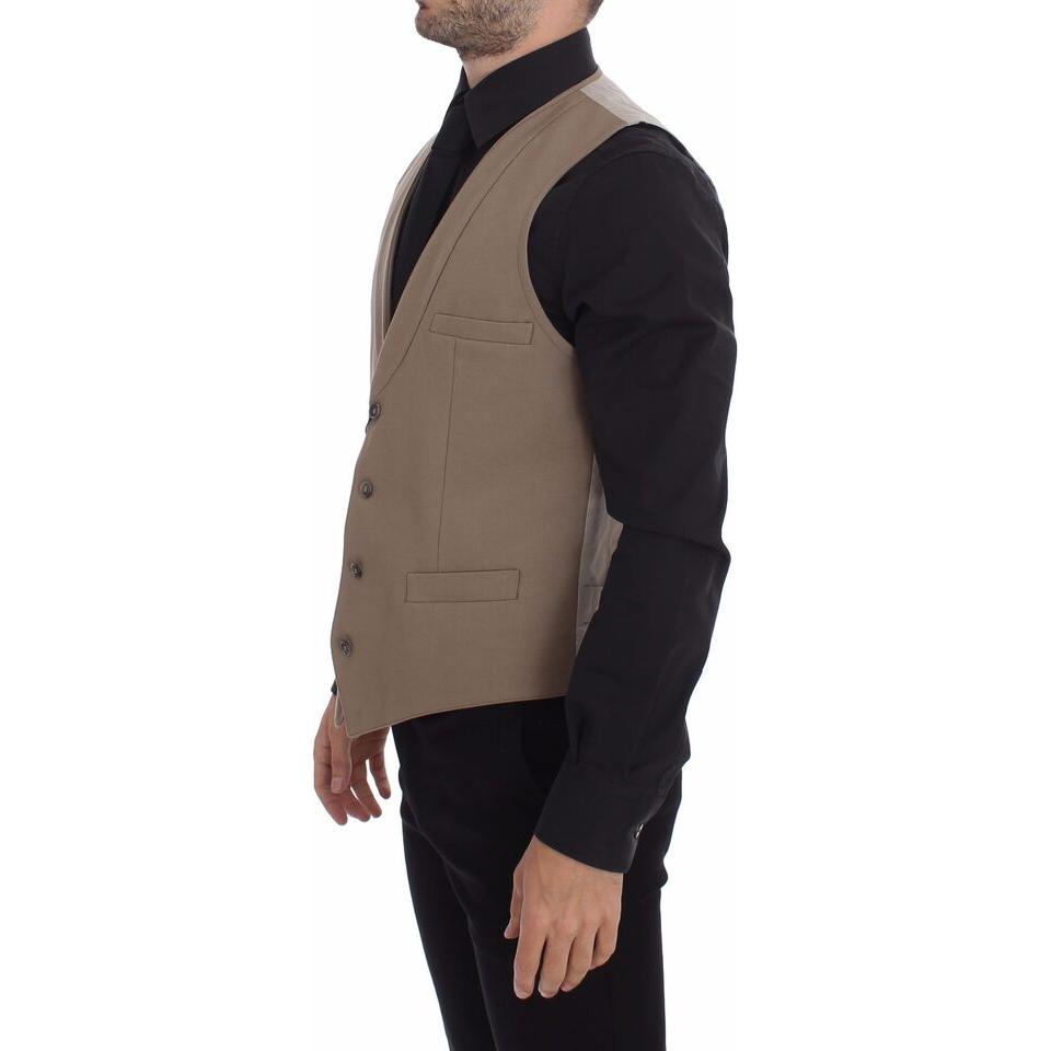 Dolce & Gabbana Elegant Beige Cotton Dress Vest – Slim Fit Dolce & Gabbana