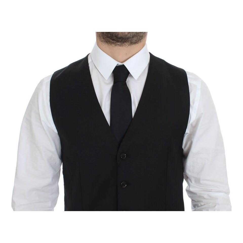 Dolce & Gabbana Elegant Black Wool Silk Dress Vest Dolce & Gabbana