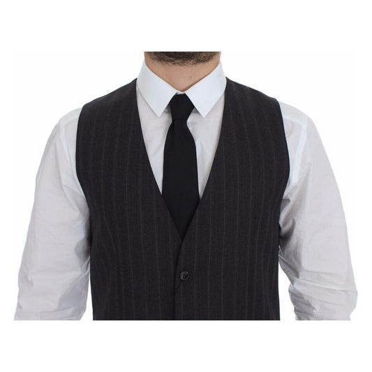 Dolce & Gabbana Elegant Striped Gray Dress Vest Dolce & Gabbana