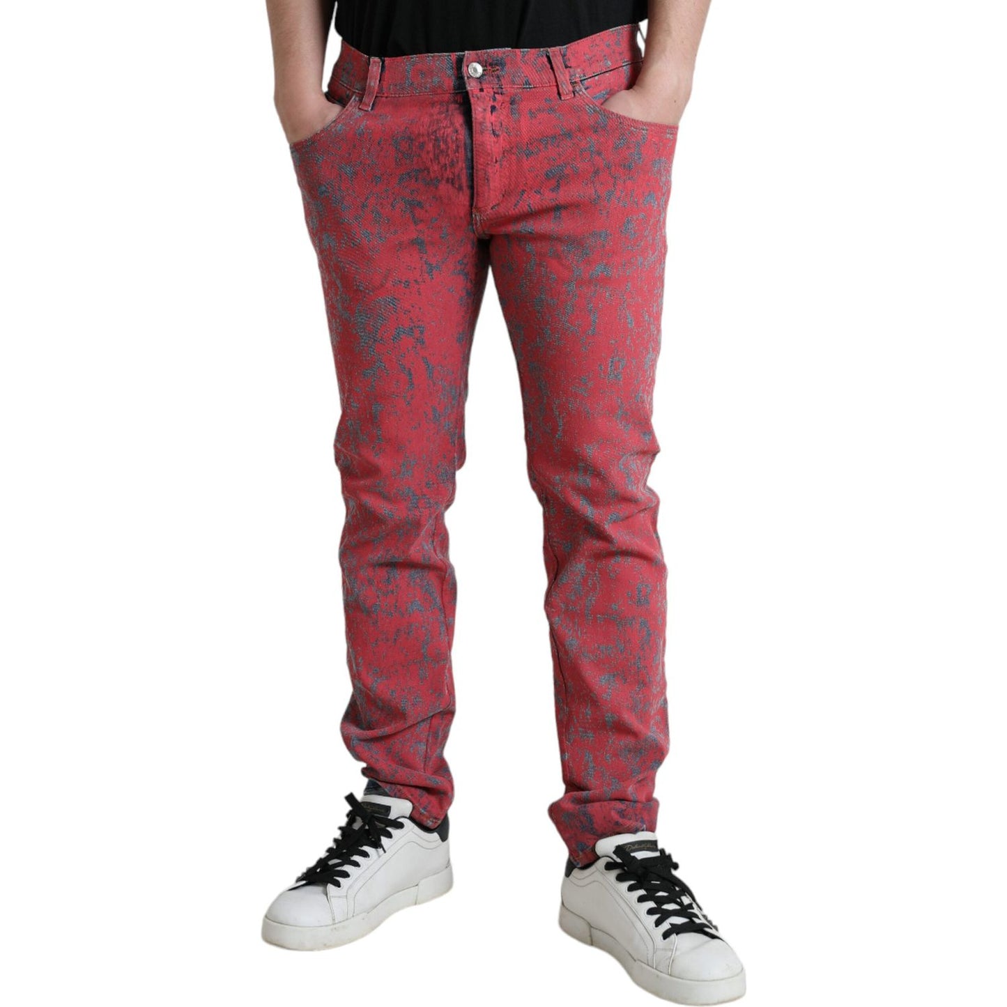 Dolce & Gabbana Red Tie Dye Skinny Denim Jeans Dolce & Gabbana