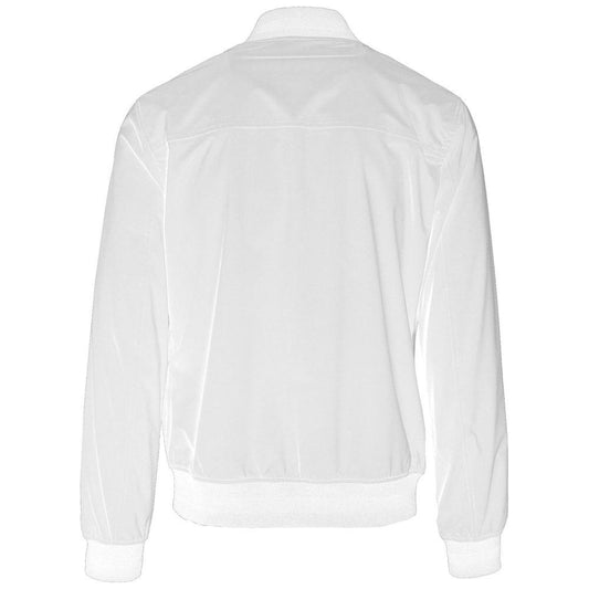 Yes Zee White Nylon Men Bomber Jacket Yes Zee