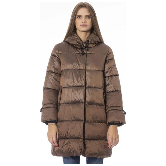 Baldinini Trend Chic Brown Down Jacket with Monogram Detail Baldinini Trend