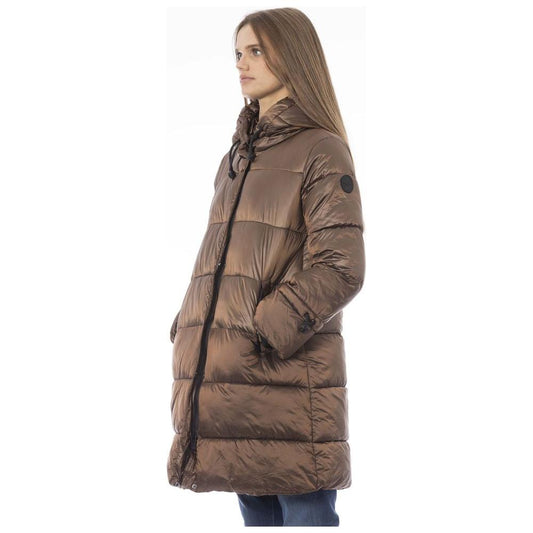 Baldinini Trend Chic Brown Down Jacket with Monogram Detail Baldinini Trend