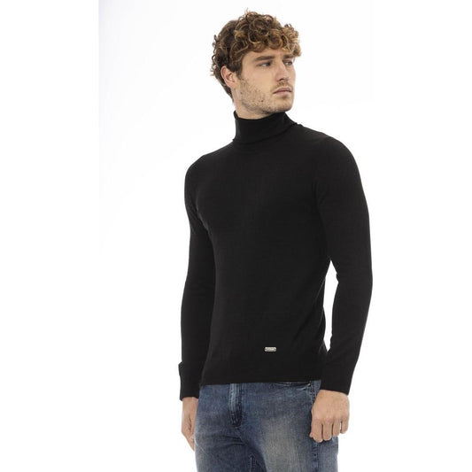 Baldinini Trend Black Wool Men Sweater Baldinini Trend