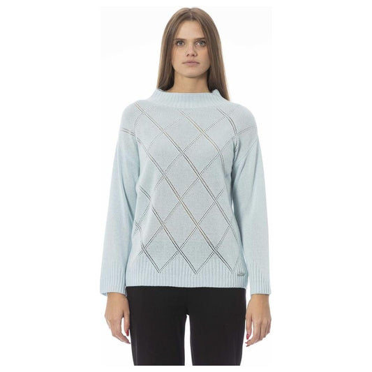 Baldinini Trend Light Blue Wool Women Sweater Baldinini Trend