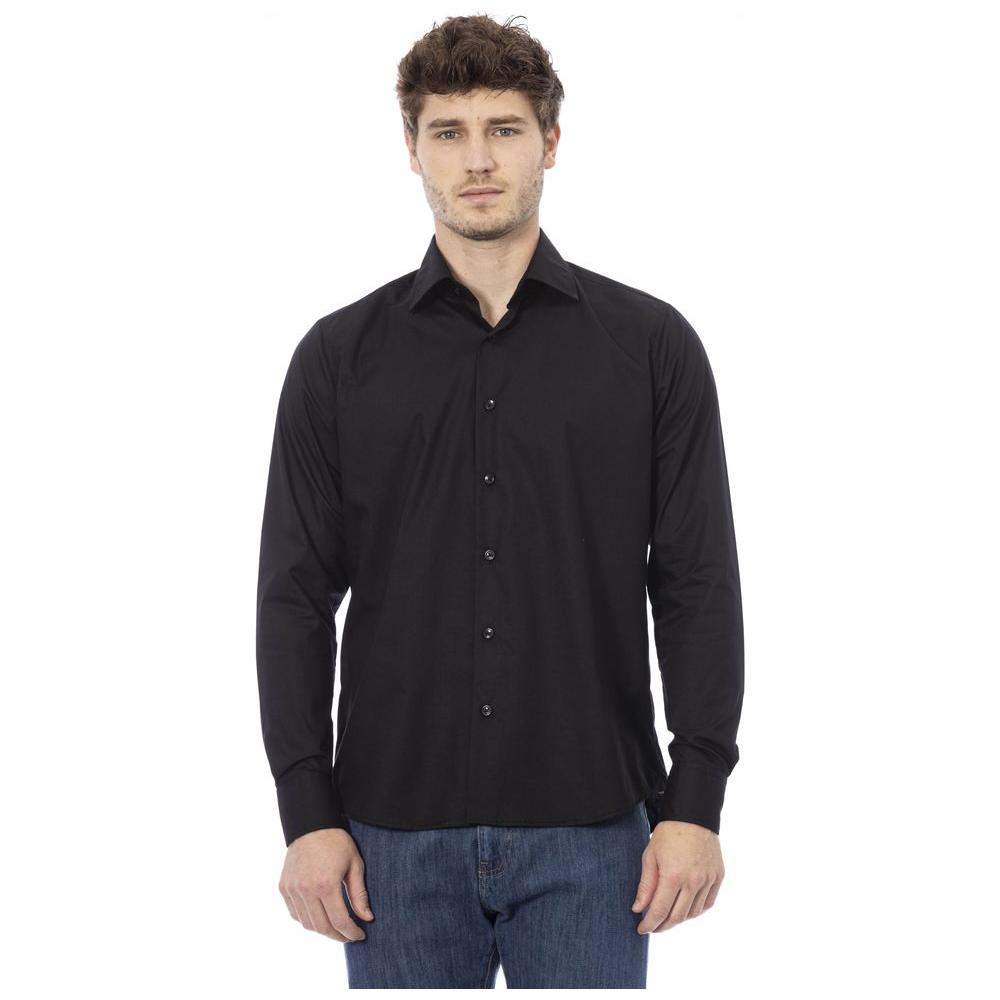 Baldinini Trend Black Cotton Men Shirt Baldinini Trend