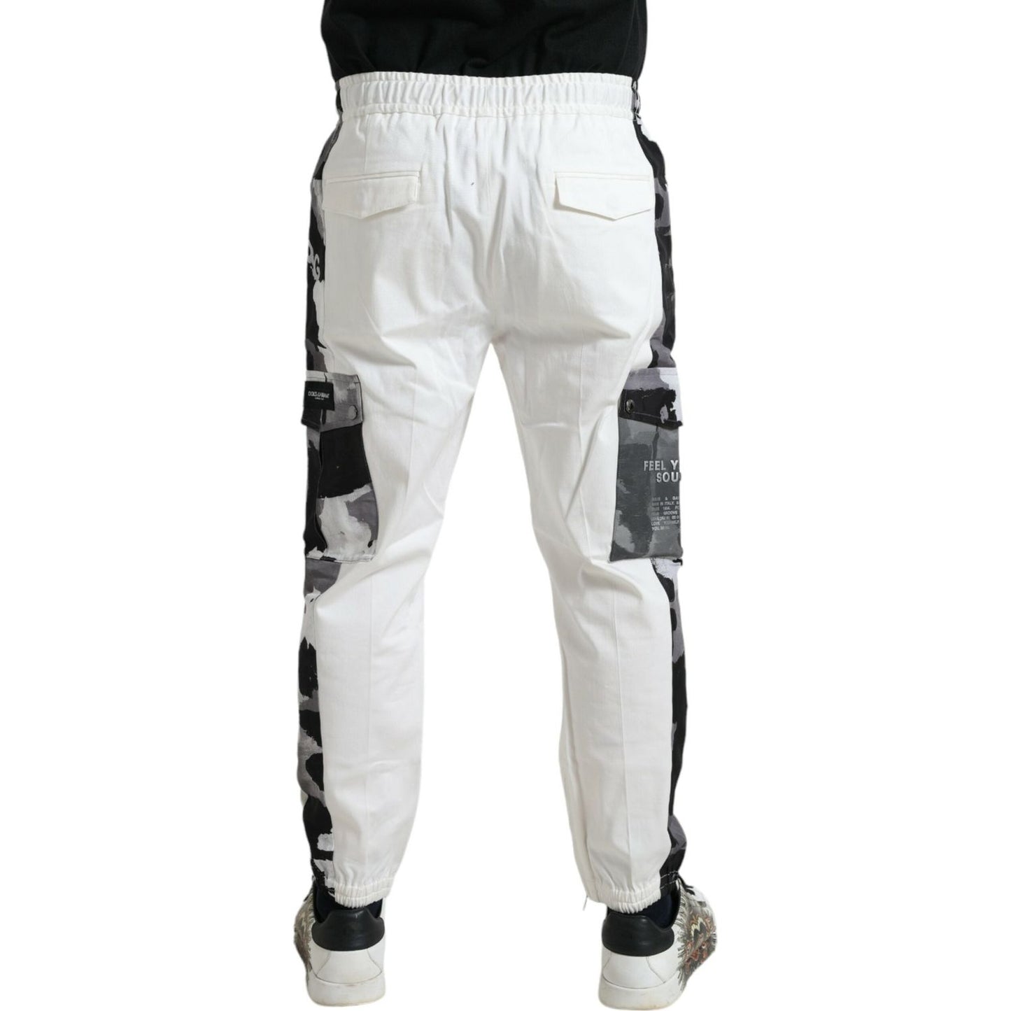 Dolce & Gabbana Elegant White Cotton Blend Jogger Pants Dolce & Gabbana