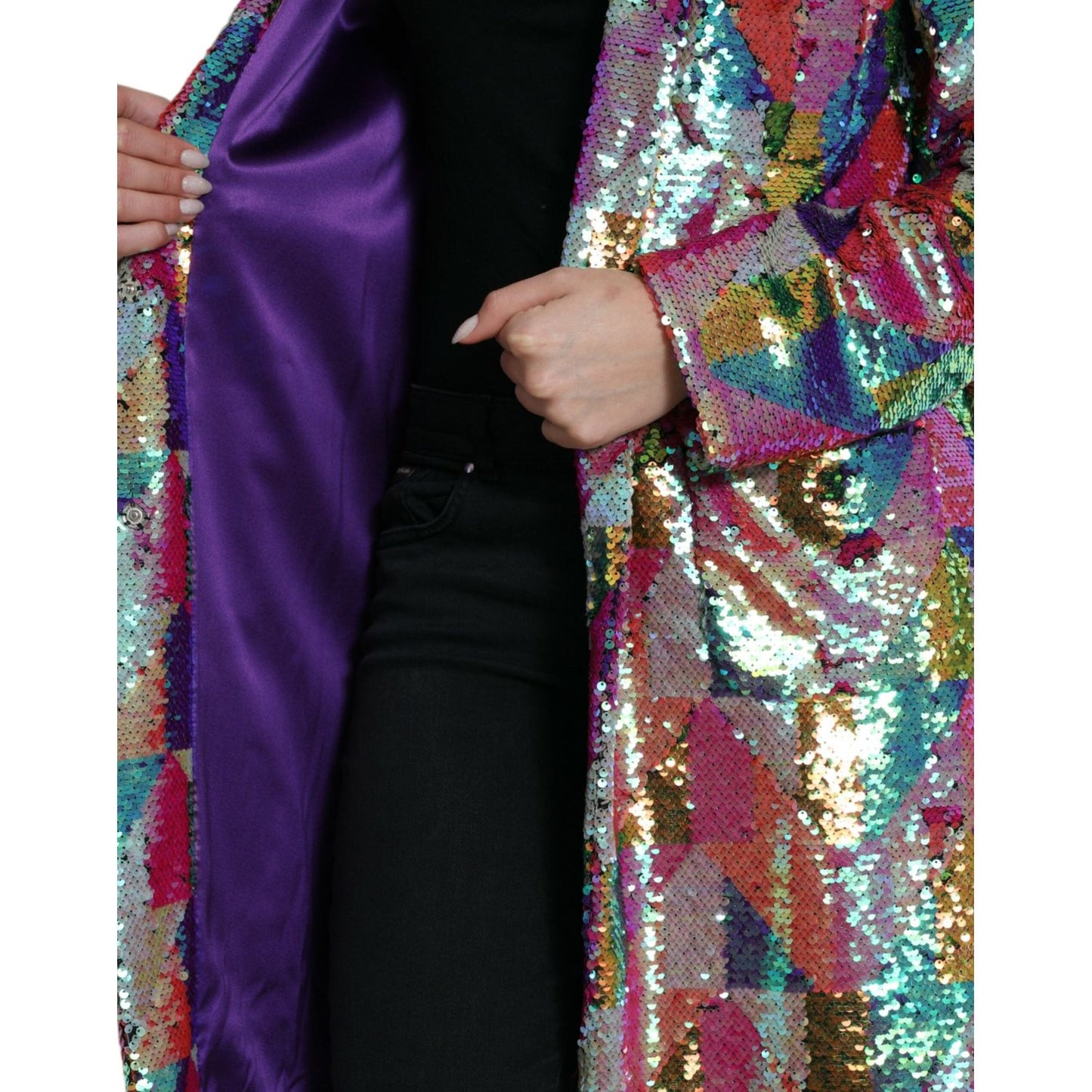 Dolce & Gabbana Multicolor Sequined Long Jacket Dolce & Gabbana