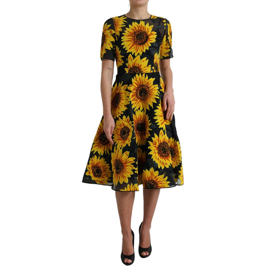 Dolce & Gabbana Summery Sunflower A-Line Midi Dress Dolce & Gabbana