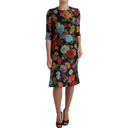 Dolce & Gabbana Elegant Floral Embroidered Pencil Dress Dolce & Gabbana