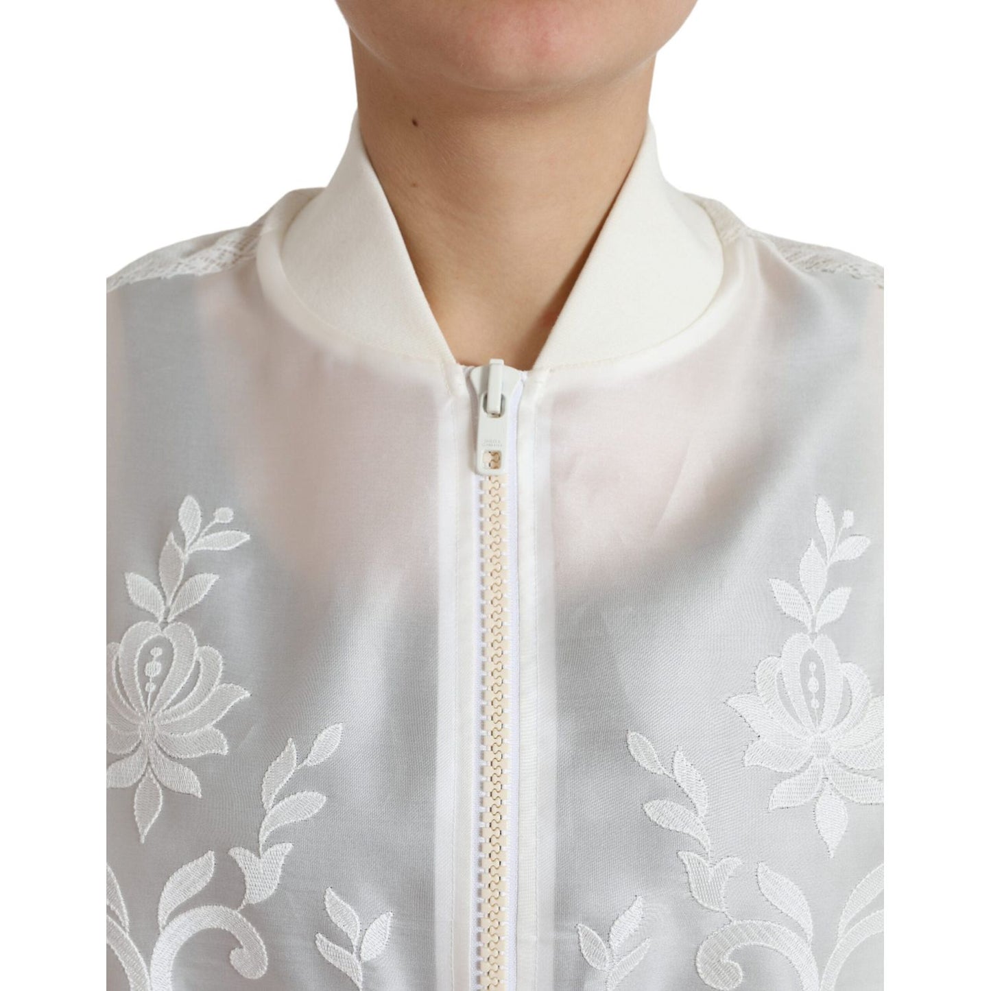 Dolce & Gabbana Elegant White Silk Bomber Jacket Dolce & Gabbana