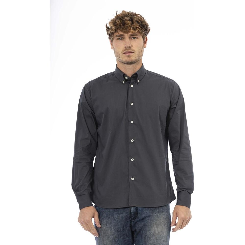 Baldinini Trend Gray Cotton Men Shirt Baldinini Trend