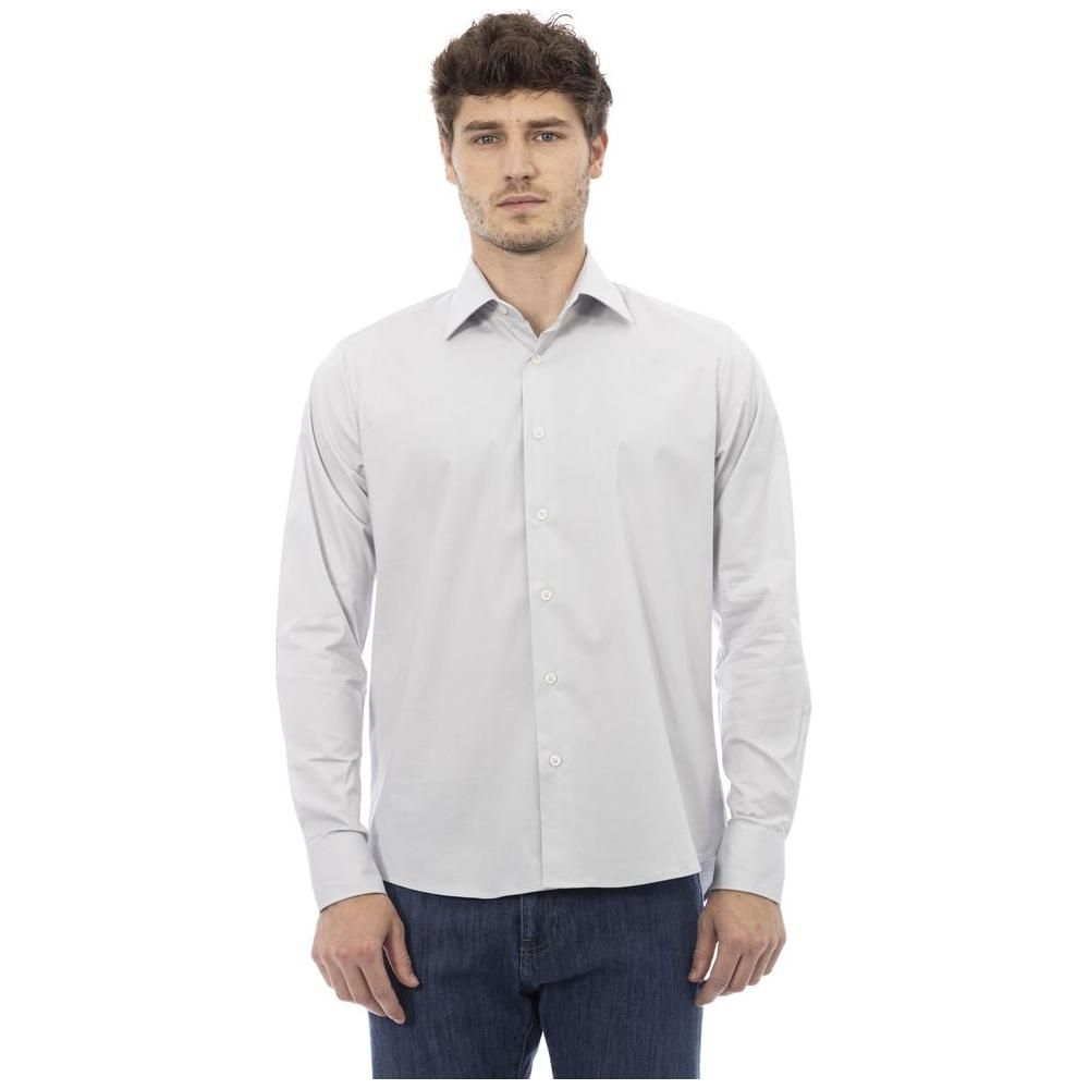 Baldinini Trend Gray Cotton Men Shirt Baldinini Trend