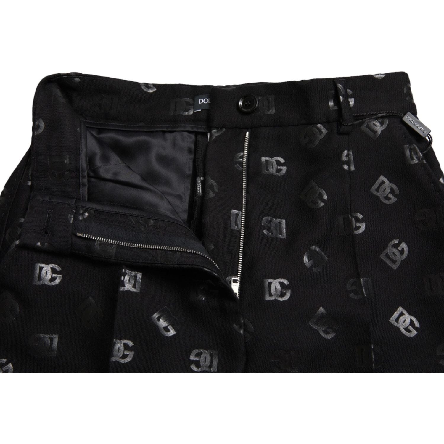 Dolce & Gabbana Chic High Waist Straight Pants with Logo Print