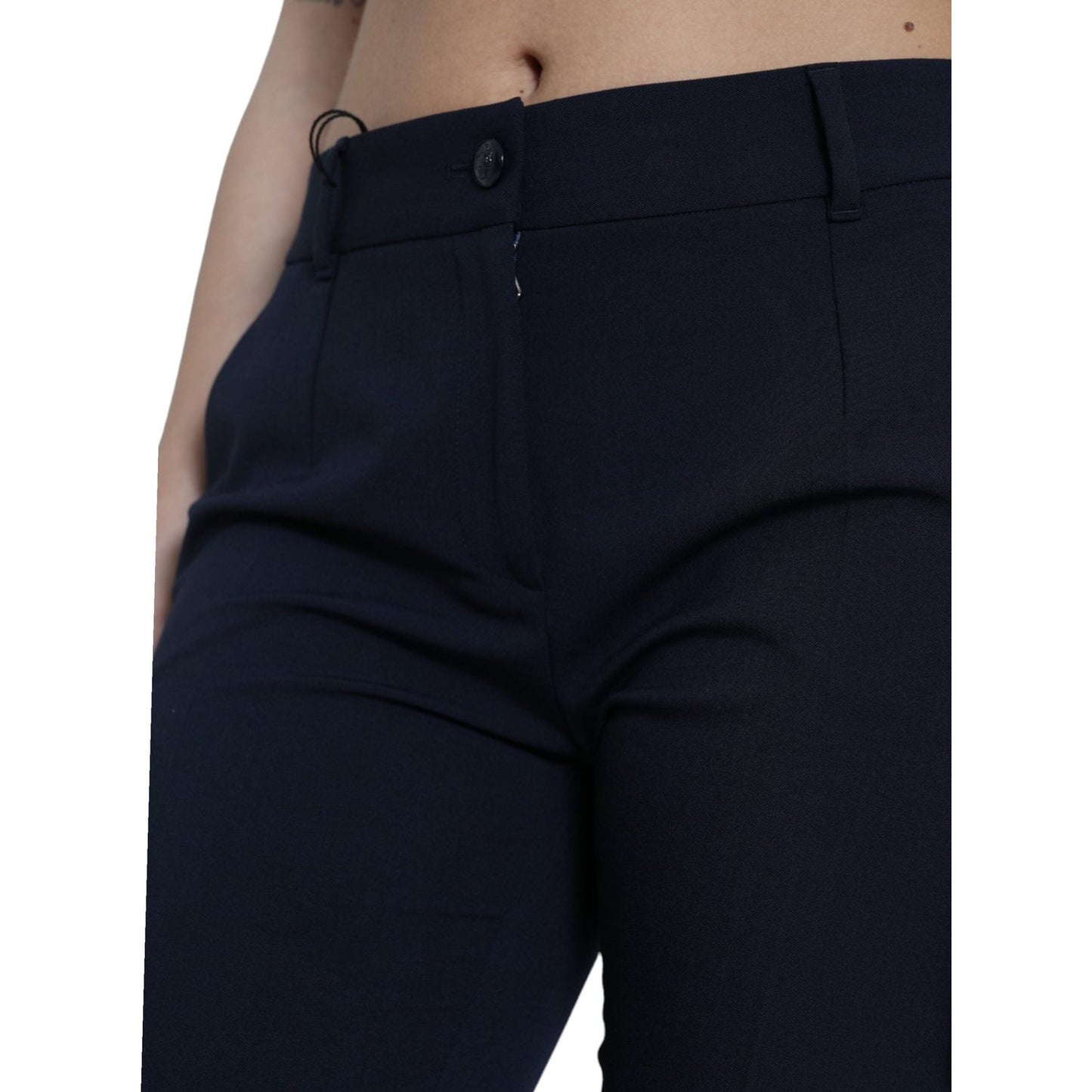 Dolce & Gabbana Elegant Mid Waist Tapered Pants in Blue Dolce & Gabbana