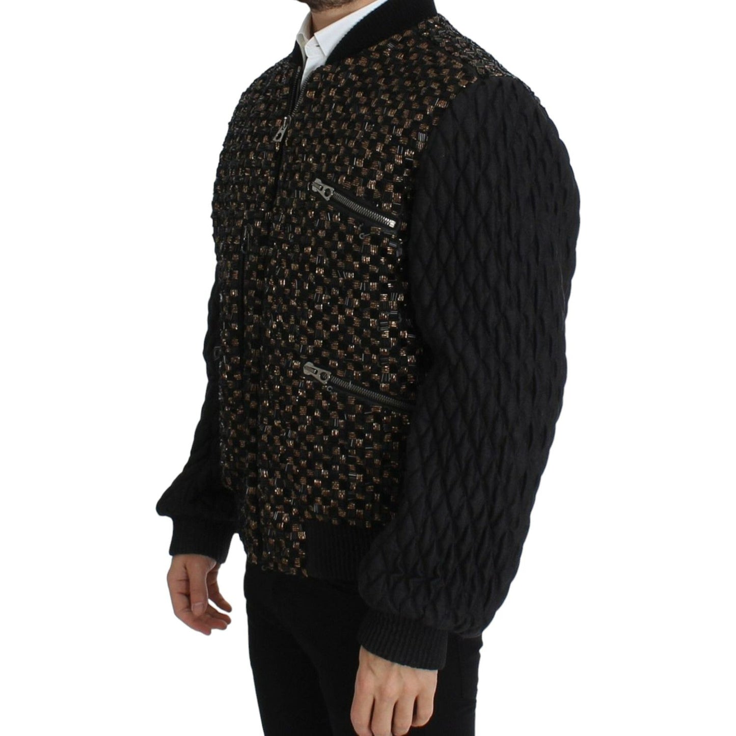 Dolce & Gabbana Elegant Black Sequined Designer Jacket Coats & Jackets Dolce & Gabbana