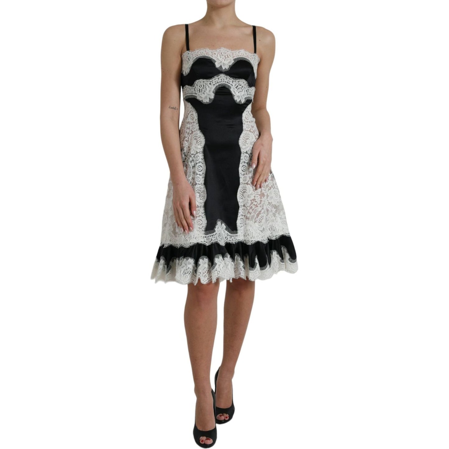 Dolce & Gabbana Elegant Silk Blend A-Line Lace Dress Dolce & Gabbana