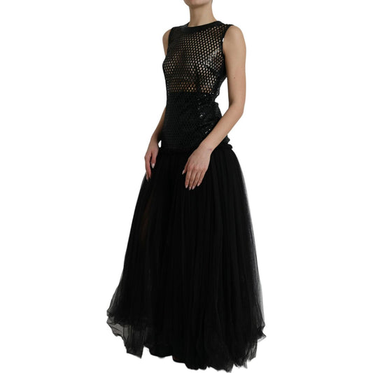 Dolce & Gabbana Elegant Black Sequined Evening Dress Dolce & Gabbana