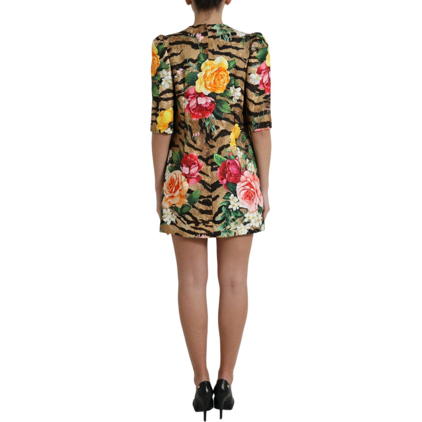 Dolce & Gabbana Animal & Floral Print Mini Shift Dress Dolce & Gabbana