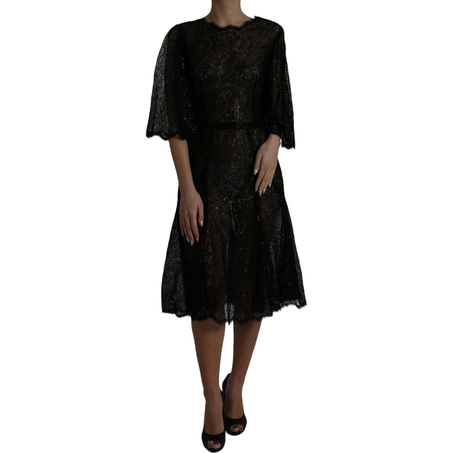 Dolce & Gabbana Elegant Floral Lace Midi Dress Dolce & Gabbana