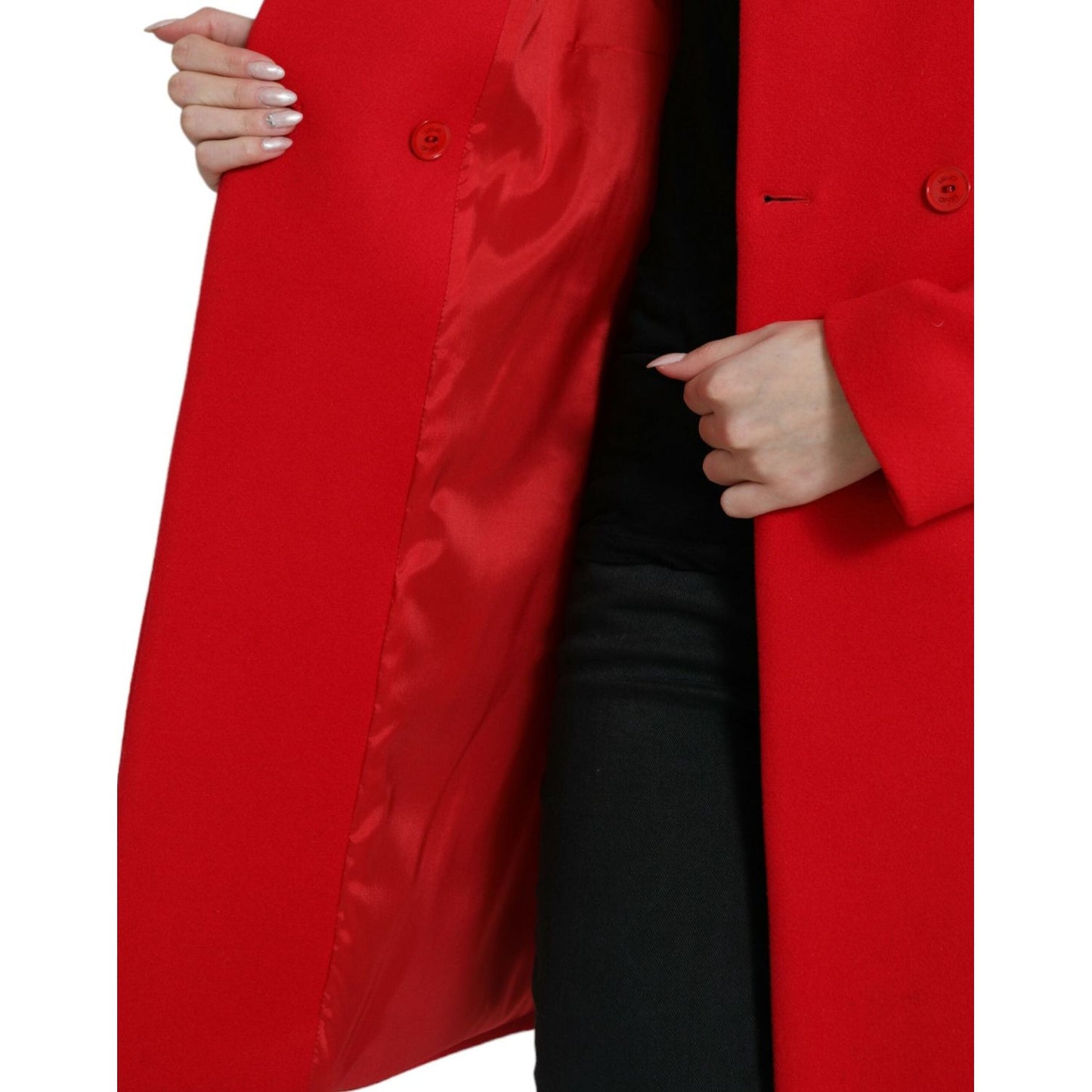 Liu Jo Elegant Red Double Breasted Long Coat Liu Jo