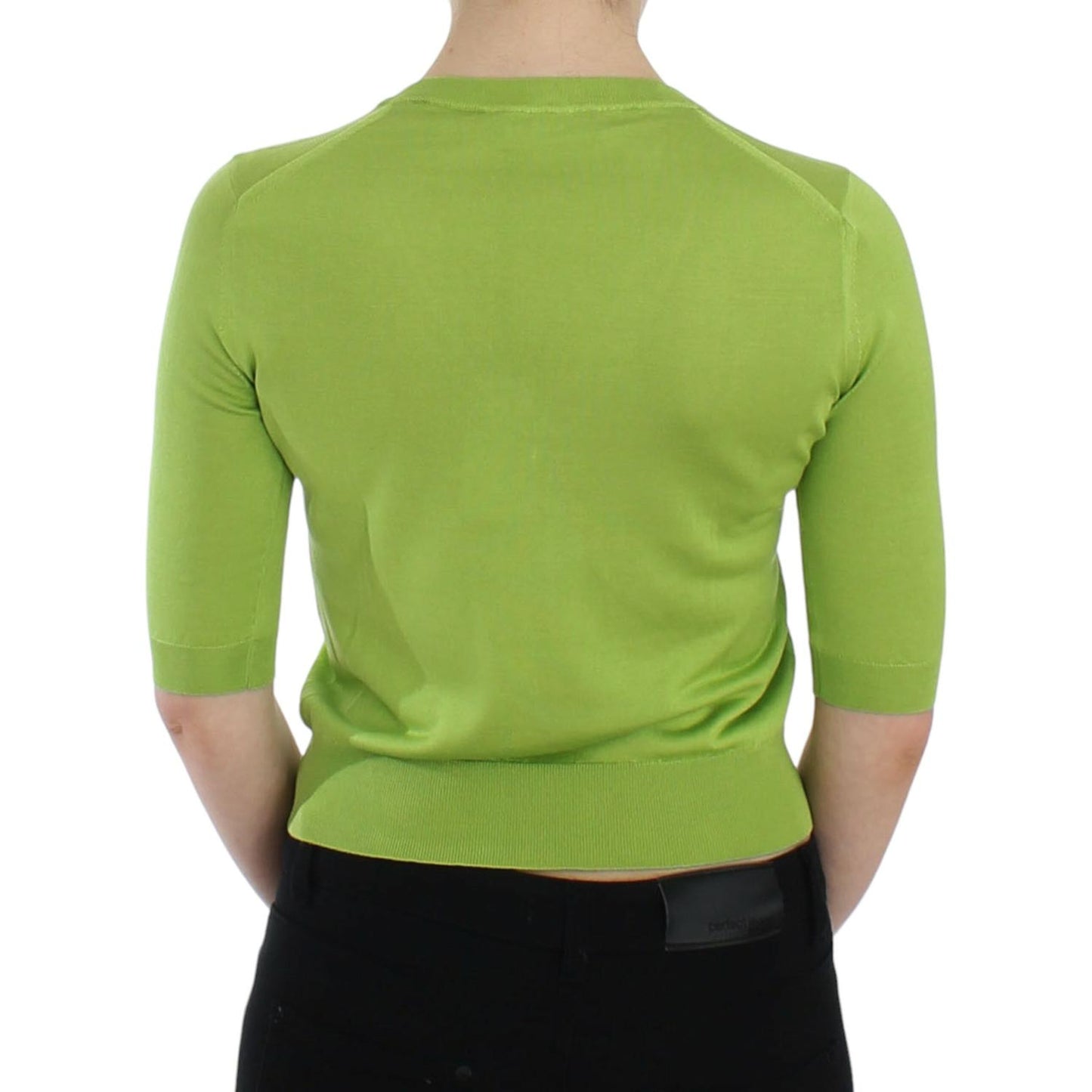 Dolce & Gabbana Emerald Green Wool V-Neck Pullover Dolce & Gabbana