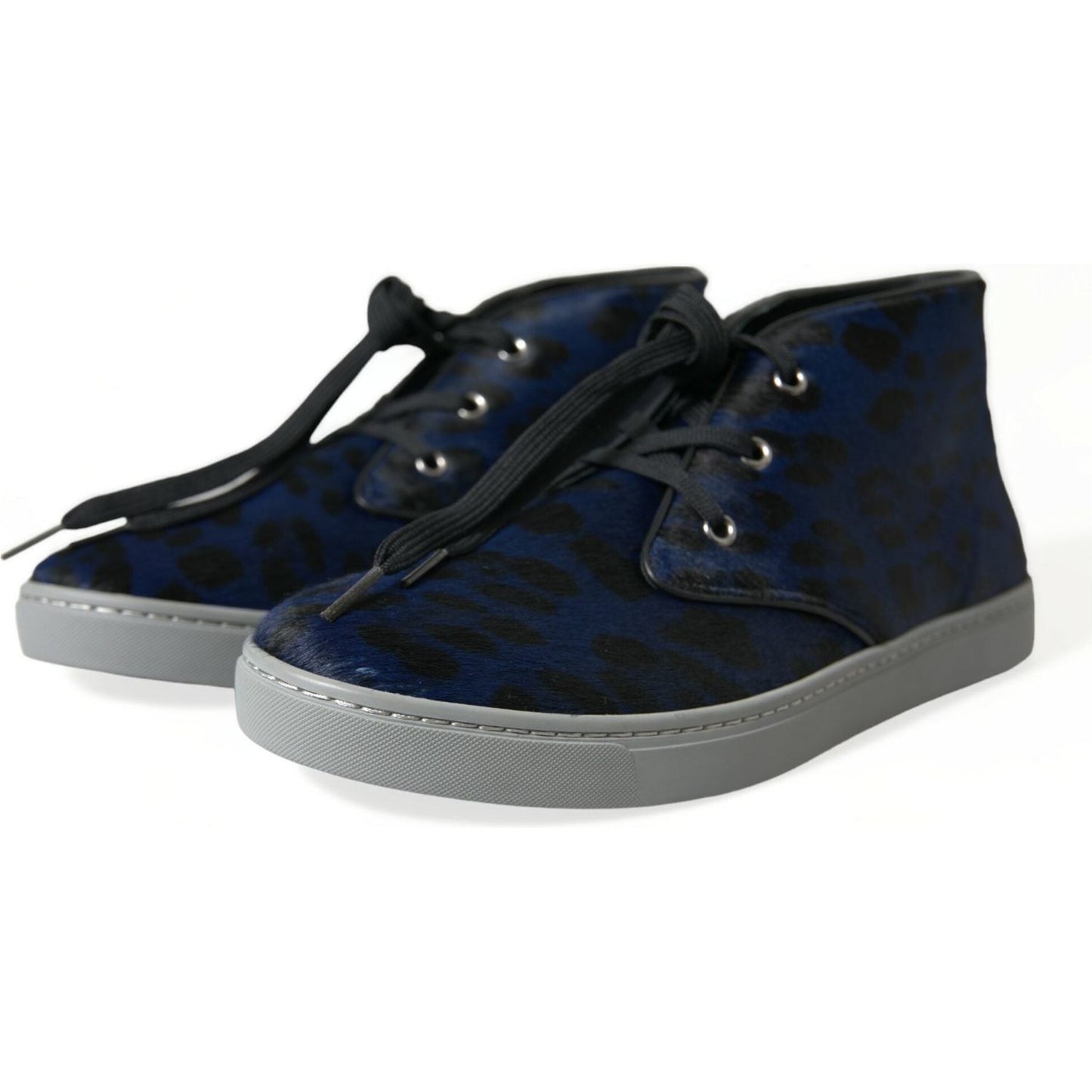 Dolce & Gabbana Chic Blue Leopard Print Mid-Top Sneakers Dolce & Gabbana