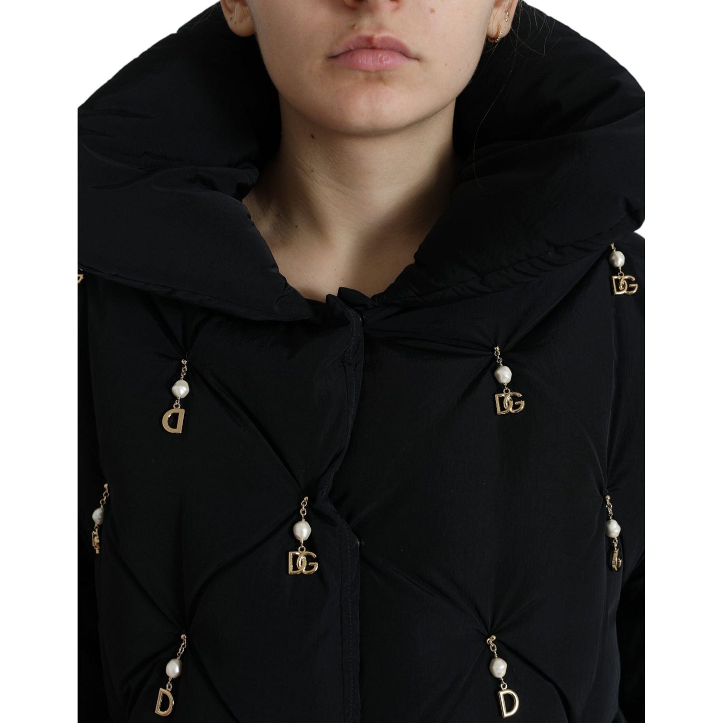 Dolce & Gabbana Elegant Quilted Jacket with Pearl Embellishment Dolce & Gabbana