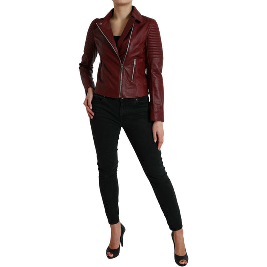 Bordeaux Biker Leather Jacket