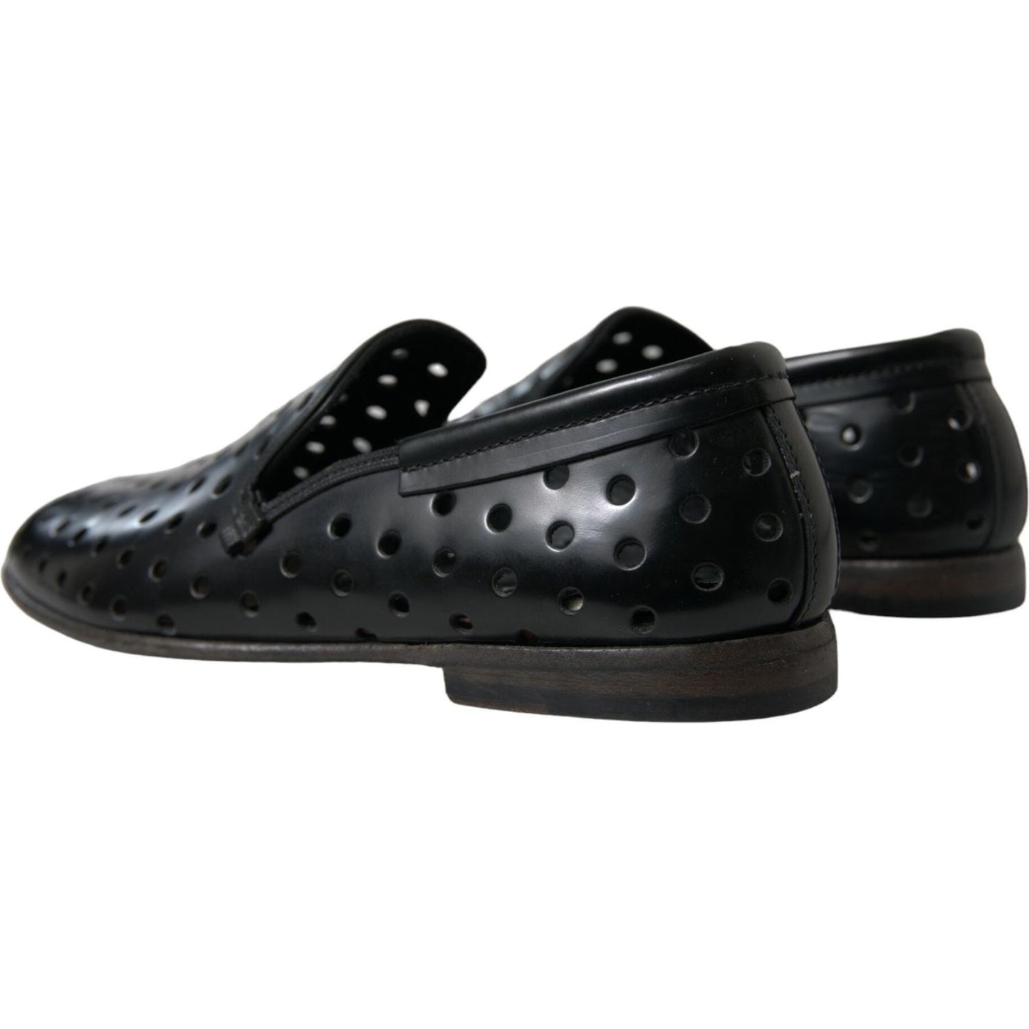 Dolce & Gabbana Elegant Black Leather Perforated Loafers Dolce & Gabbana